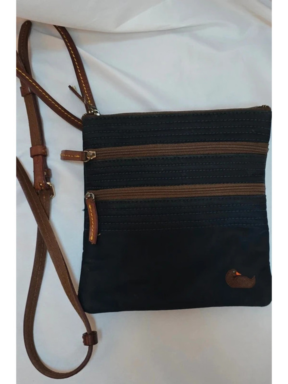 Dooney & Bourke Black Nylon Triple Zip Crossbody